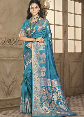 Multicolor Dupion Silk Saree With Blouse Piece