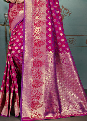 Magenta Spun Silk Saree With Blouse Piece