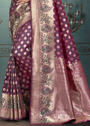 Purple Spun Silk Saree With Blouse Piece