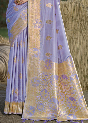 Purple Spun Silk Saree With Blouse Piece