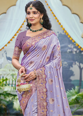 Purple Spun Silk Saree With Blouse Piece