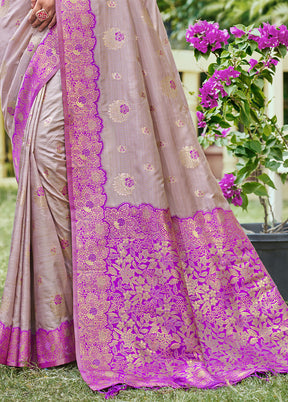 Grey Spun Silk Saree With Blouse Piece