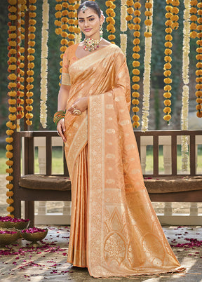 Orange Satin Silk Saree With Blouse Piece