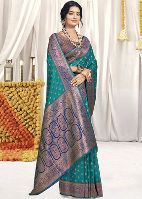 Multicolor Dupion Silk Saree With Blouse Piece