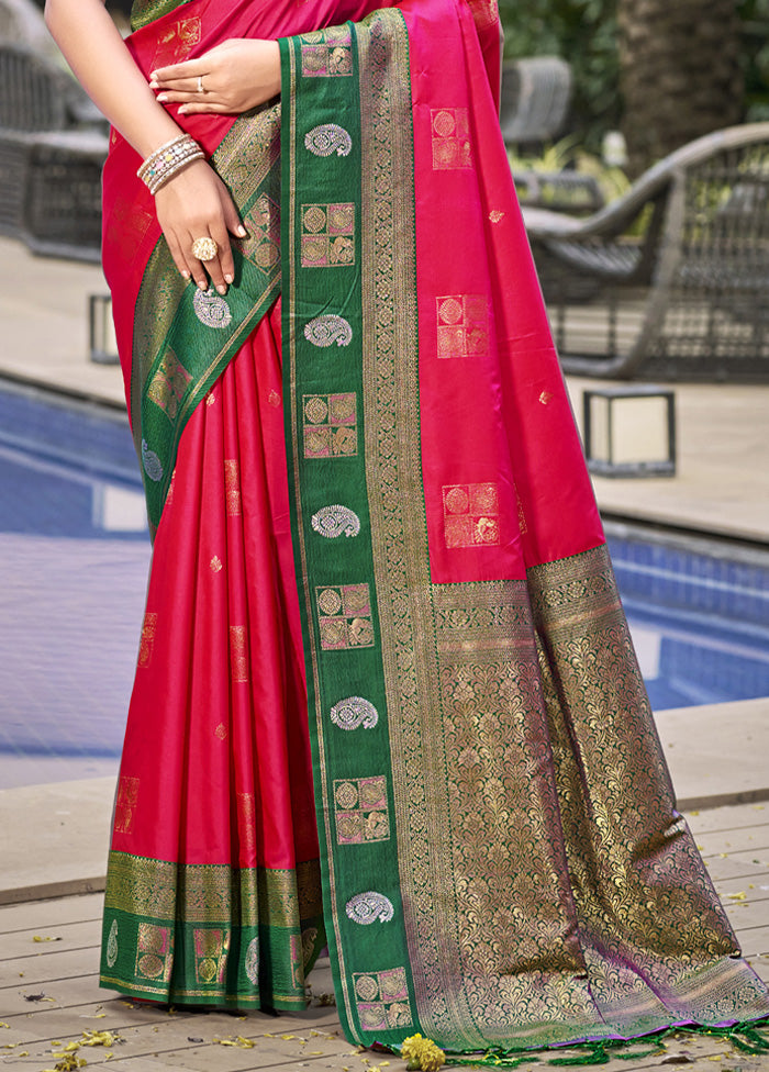 Red Spun Silk Saree With Blouse Piece