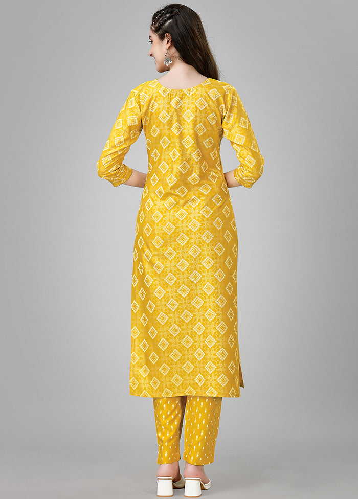 2 Pc Yellow Readymade Rayon Kurti Set