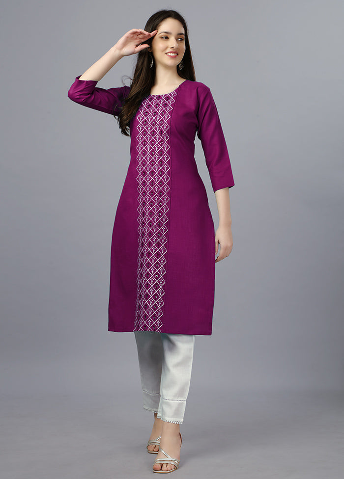 Purple Readymade Cotton Kurti