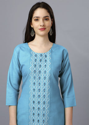 Sky Blue Readymade Cotton Kurti