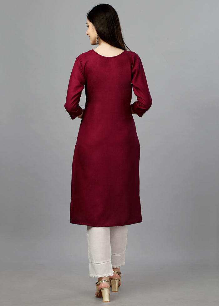 Maroon Readymade Cotton Kurti