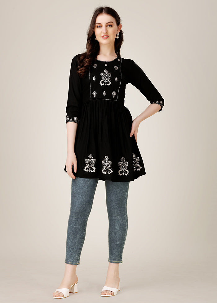 Black Readymade Rayon Kurti