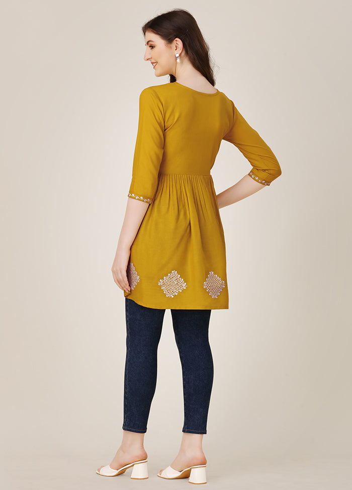 Mustard Readymade Rayon Kurti