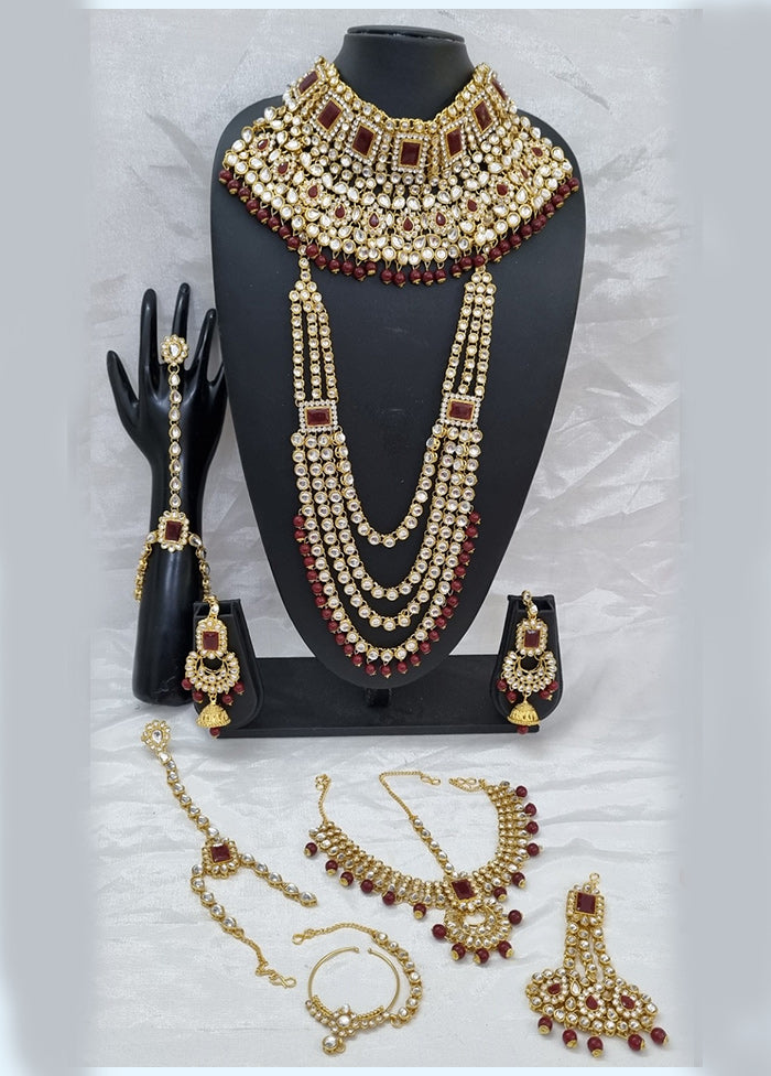 Maroon Alloy Jewellery Set