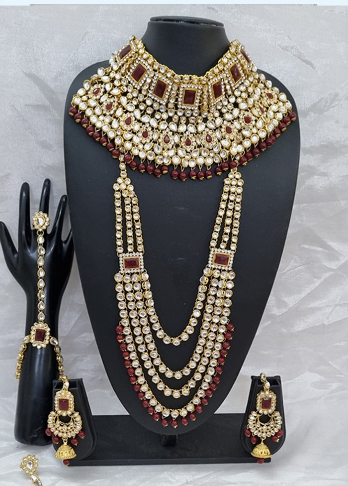 Maroon Alloy Jewellery Set