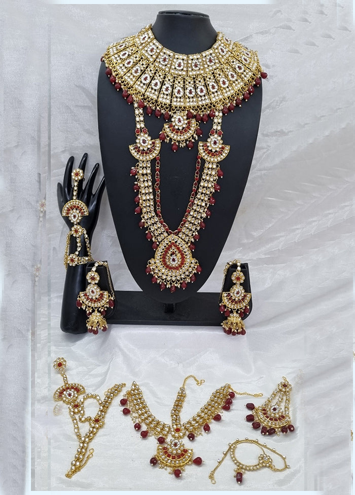 Maroon Alloy Jewellery Set