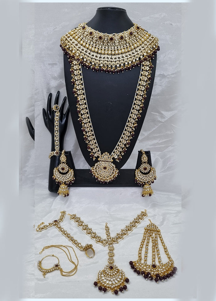 Maroon Alloy Jewellery Set