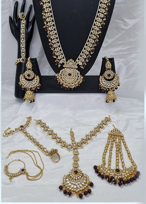 Maroon Alloy Jewellery Set