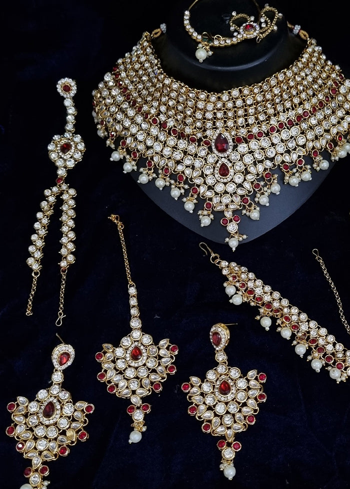 Maroon Alloy Jewellery Set