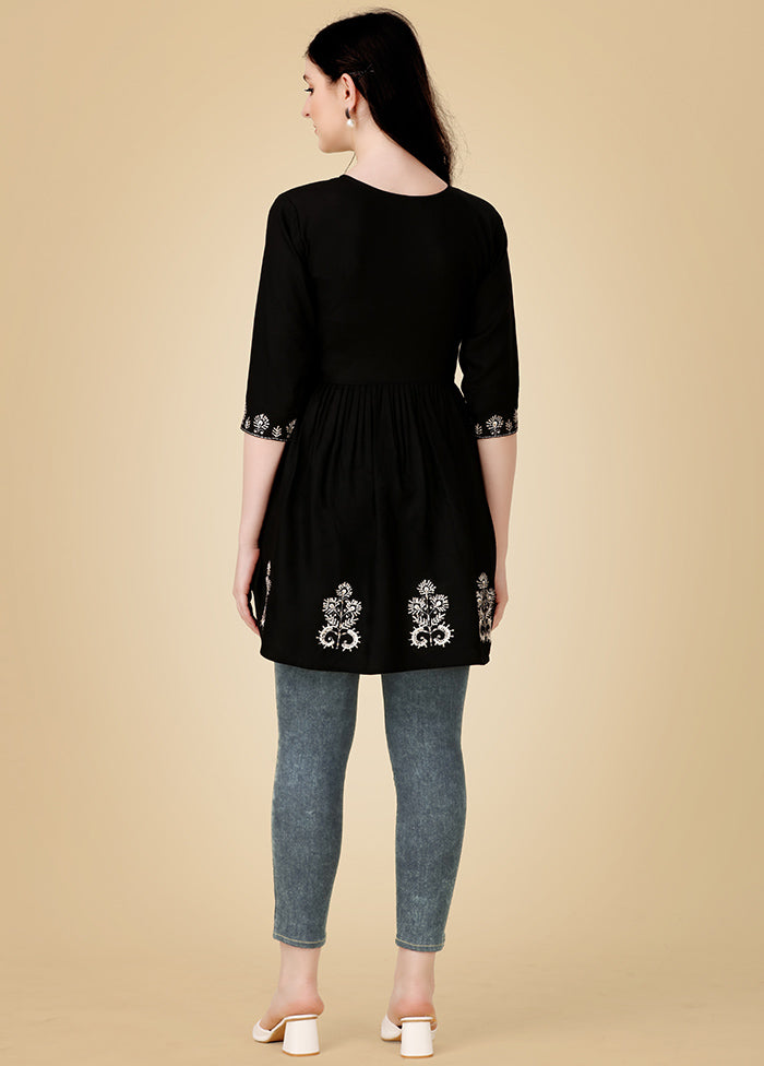 Black Readymade Rayon Kurti