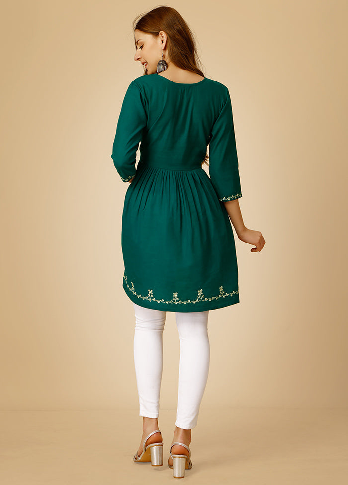 Rama Green Readymade Rayon Kurti