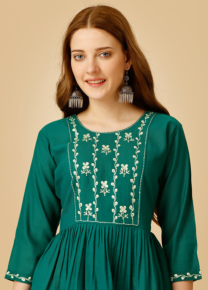 Rama Green Readymade Rayon Kurti