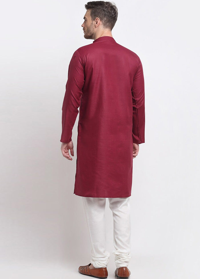 Magenta Cotton Kurta And Pajama Set