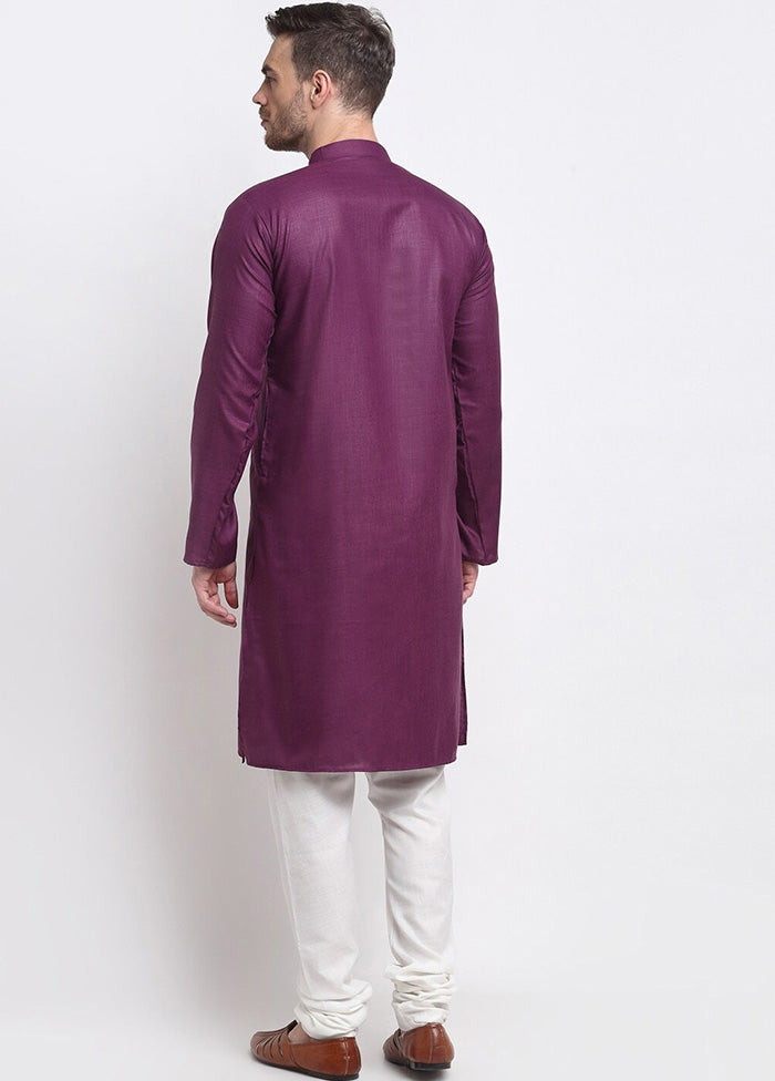 Purple Cotton Kurta And Pajama Set