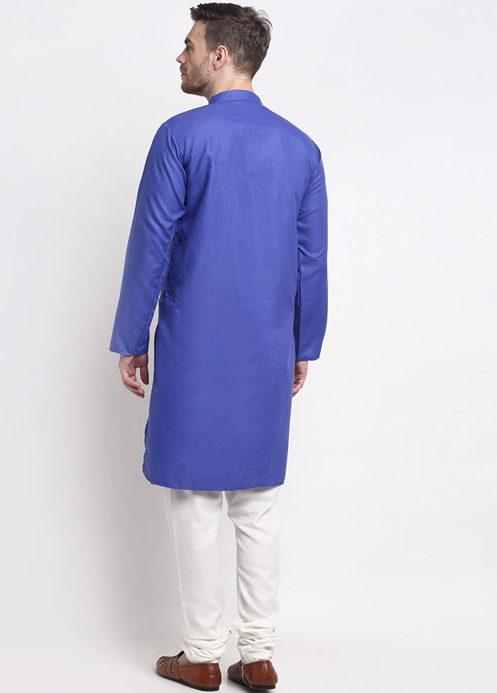 Royal Blue Cotton Kurta And Pajama Set