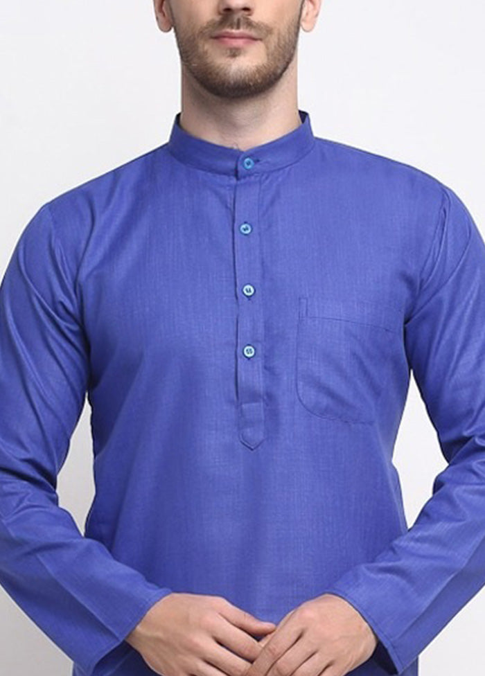 Royal Blue Cotton Kurta And Pajama Set