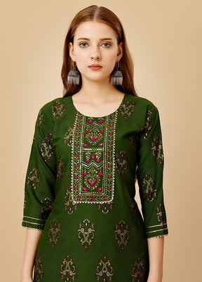 2 Pc Green Readymade Rayon Kurti Set