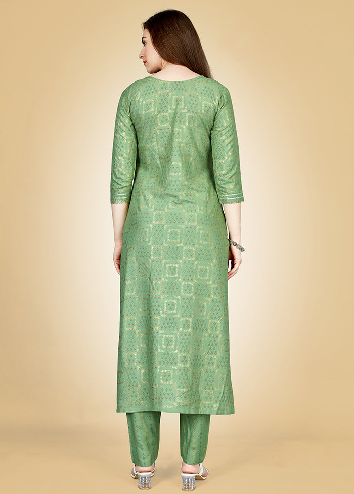 2 Pc Pista Green Readymade Rayon Kurti Set