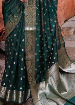 Green Banarasi Silk Saree With Blouse Piece