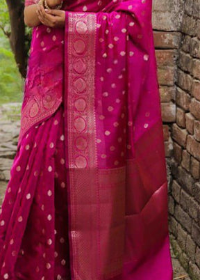 Pink Banarasi Silk Saree With Blouse Piece