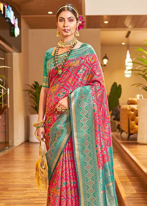 Pink Banarasi Silk Saree With Blouse Piece