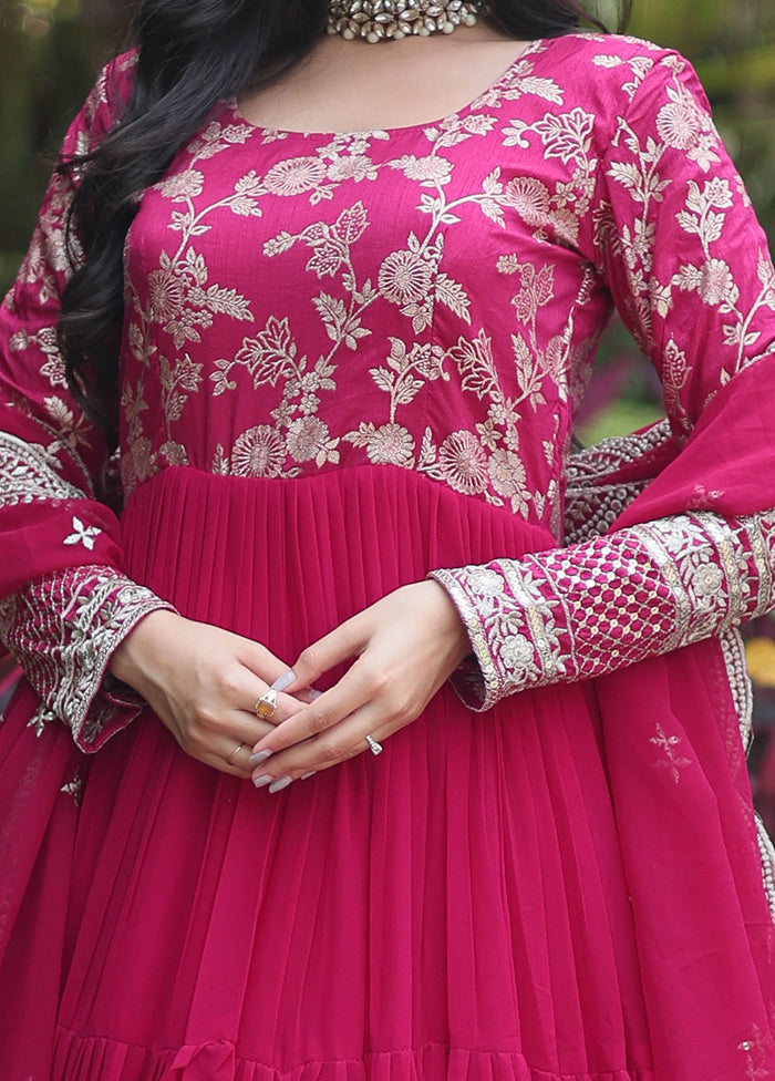 Pink Readymade Viscose Dupatta Indian Dress