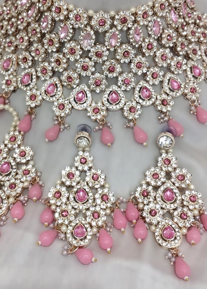 Pink Alloy Jewellery Set