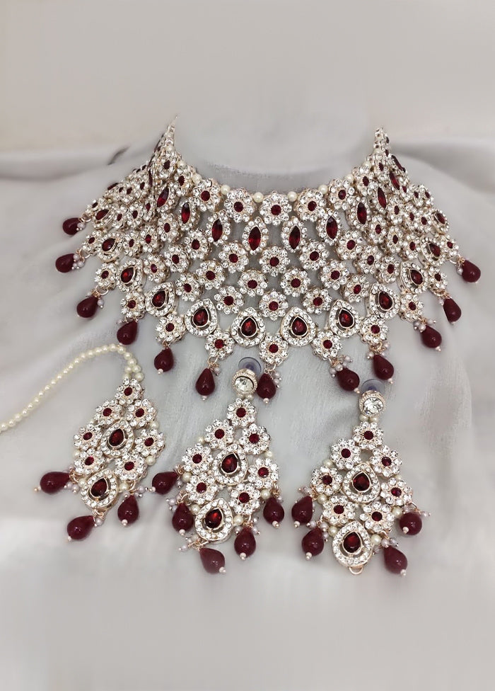 Maroon Alloy Jewellery Set