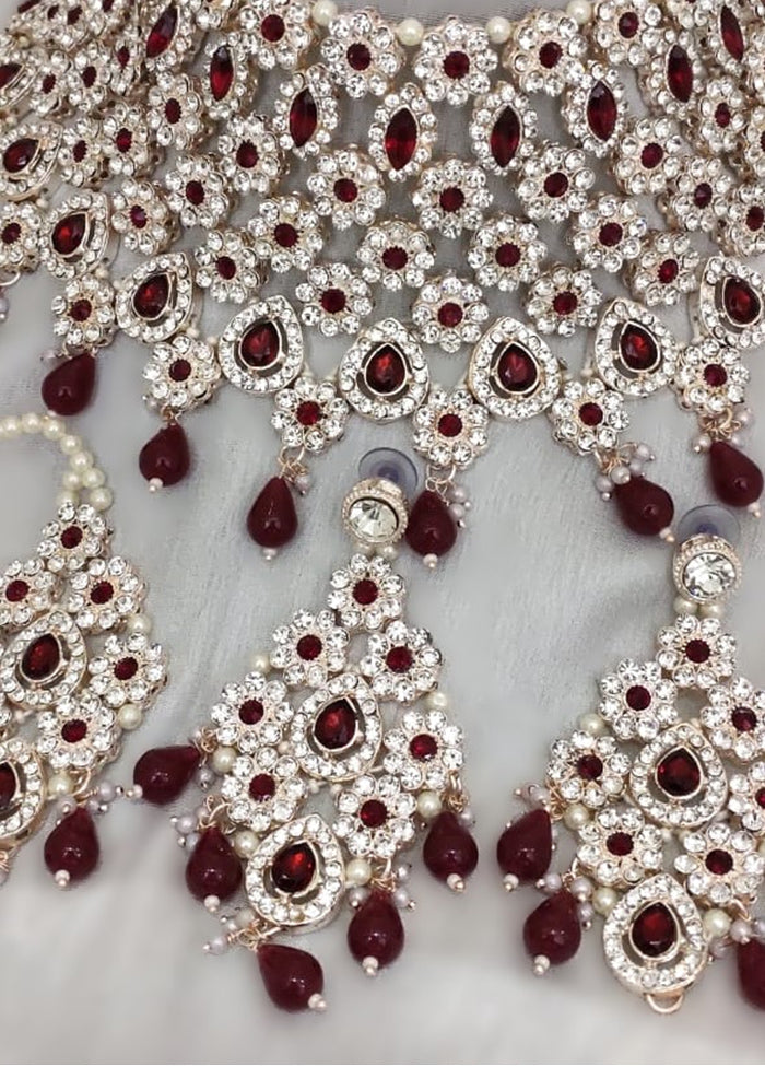 Maroon Alloy Jewellery Set