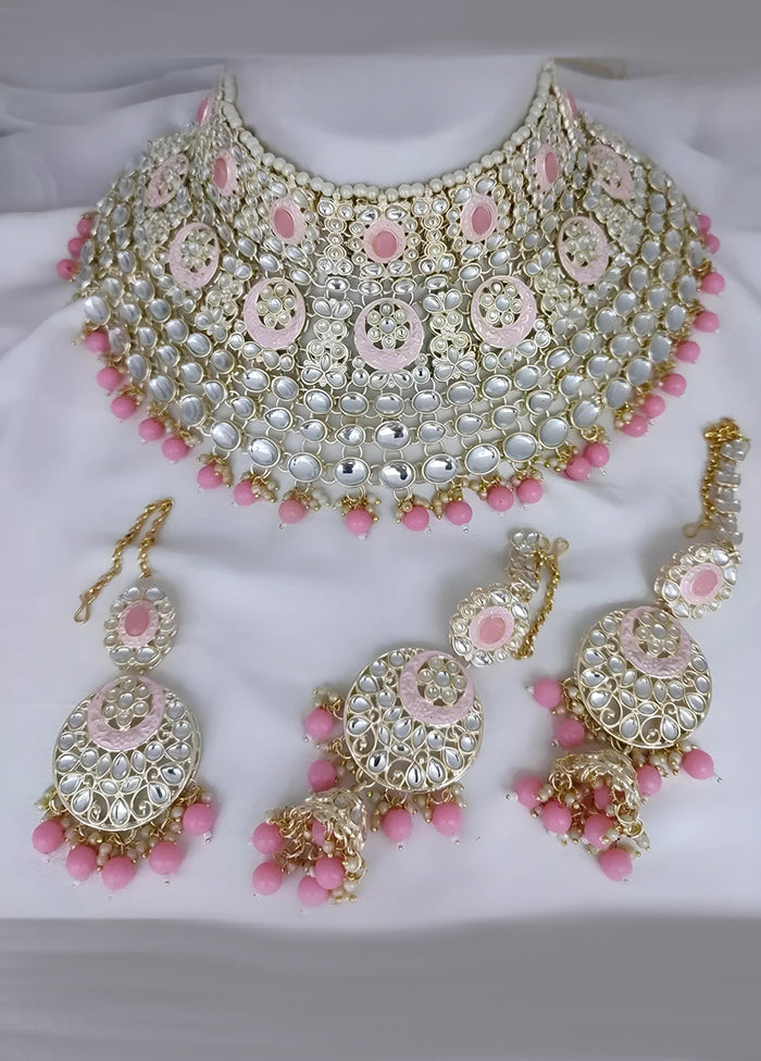 Pink Alloy Jewellery Set