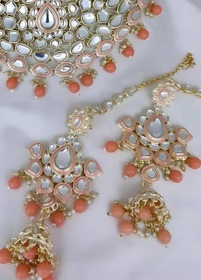 Peach Alloy Jewellery Set