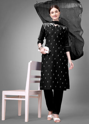 3 Pc Black Readymade Cotton Suit Set