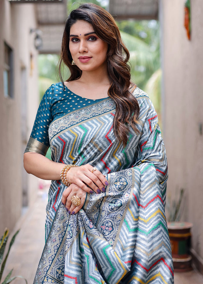 Multicolor Pure Silk Saree With Blouse Piece