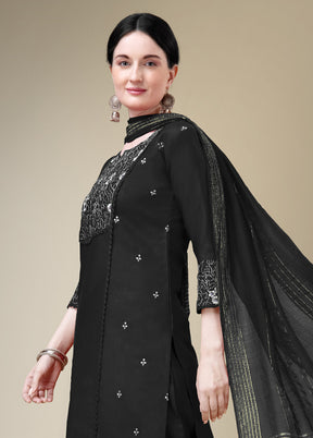 3 Pc Black Readymade Cotton Suit Set