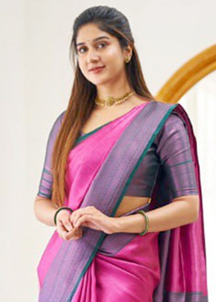 Rani Banarasi Silk Saree With Blouse Piece