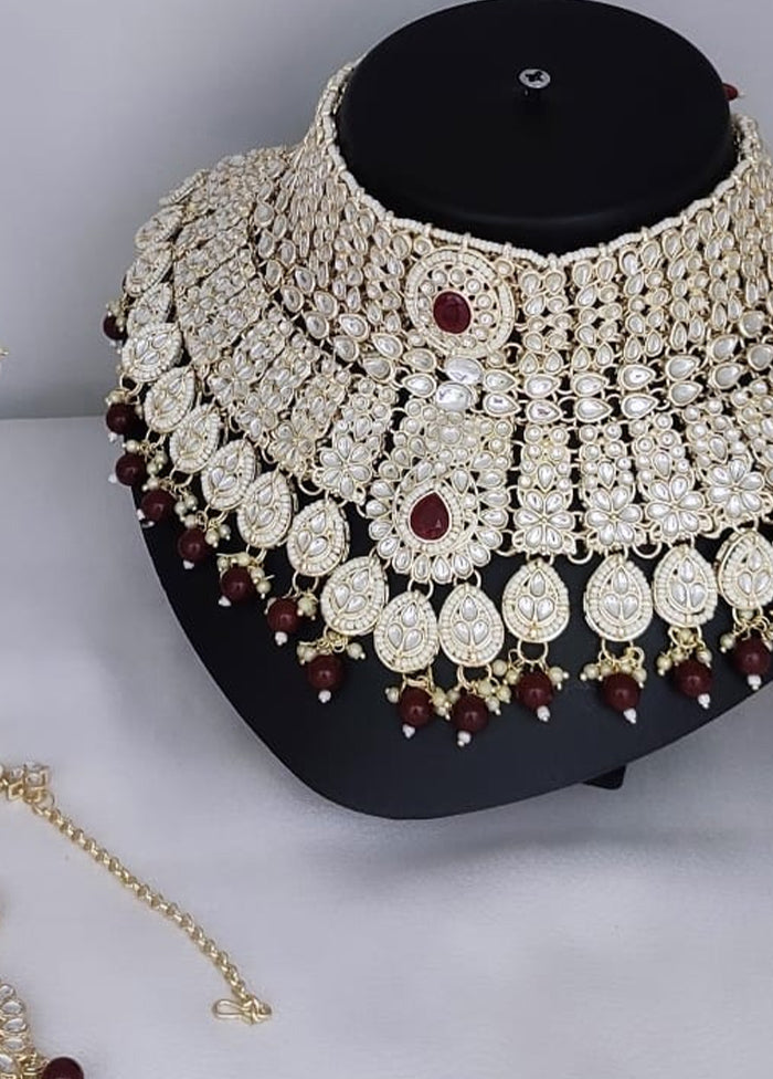 Maroon Alloy Jewellery Set