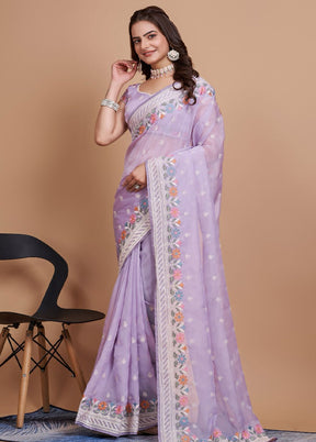 Lavender Organza Saree With Blouse Piece