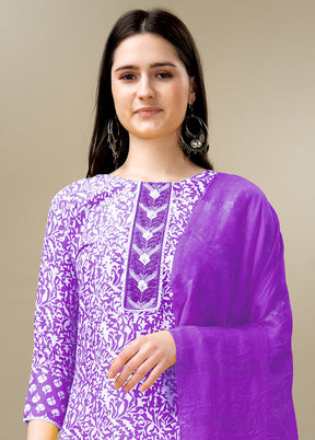 3 Pc Purple Readymade Rayon Suit Set