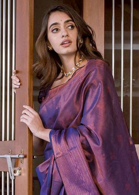 Purple Banarasi Silk Saree With Blouse Piece