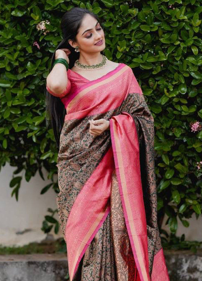 Multicolor Banarasi Silk Saree With Blouse Piece