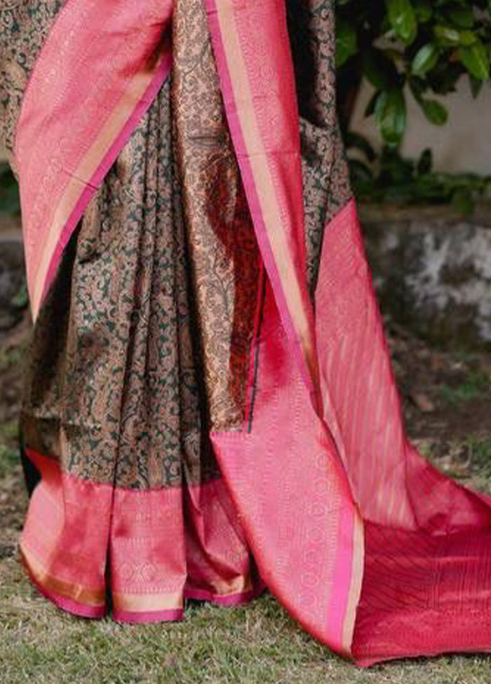 Multicolor Banarasi Silk Saree With Blouse Piece