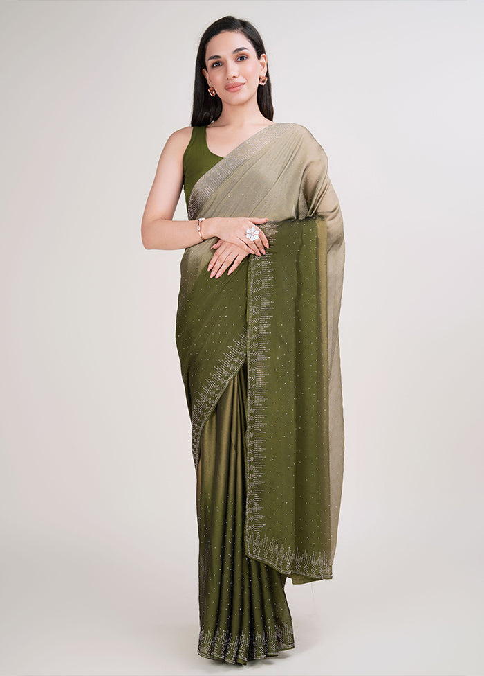 Multicolor Spun Silk Saree With Blouse Piece